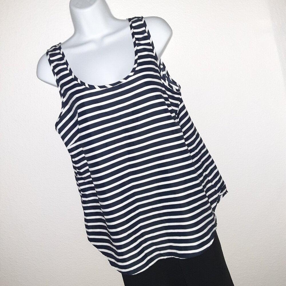 Faded Glory Tank Top * L (12-14) * EUC * Black & White Stripes *
